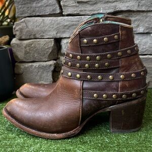 Corral Brown leather Studded Women’s Ankle Boots
